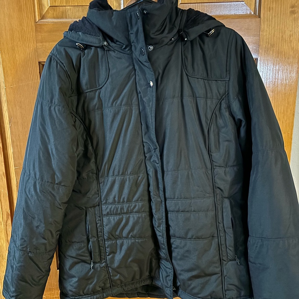 Like New Women’s Black winter jacket. Detachable hood.size large - Picture 2 of 9